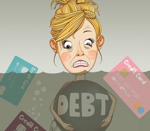 drowing in debt